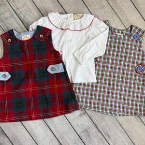 TBBC Set of 2 Dresses w/ Collared Shirt, Holiday Christmas Colors, 2T, EUC!!